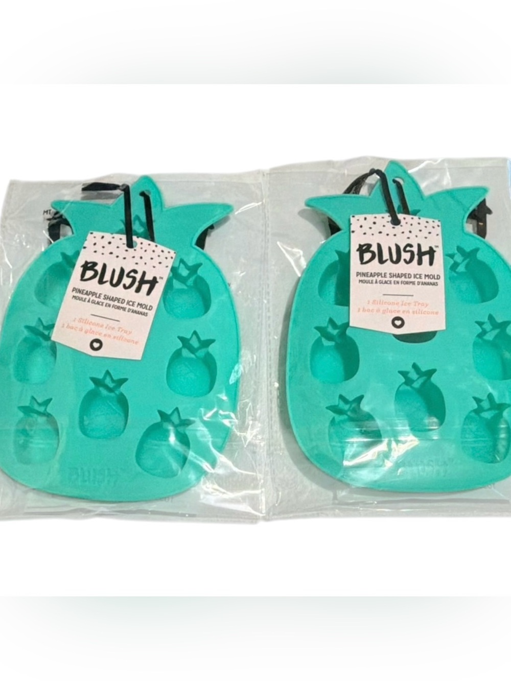2 pk Blush Pineapple Silicone Ice Molds - Teal Green